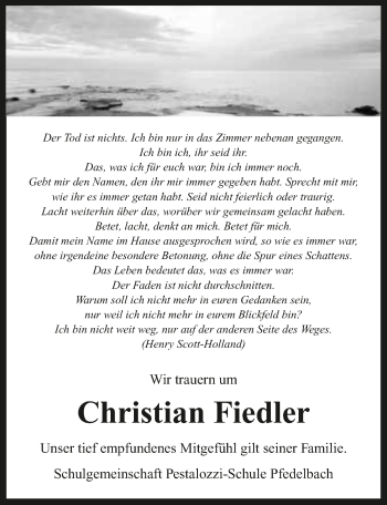 Traueranzeige von Christian Fiedler 