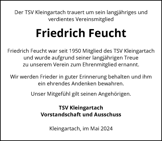 Traueranzeige von Friedrich Feucht von GESAMT
