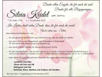 Traueranzeige von Silvia Keidel 