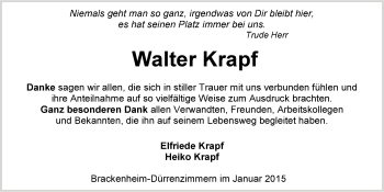 Traueranzeige von Walter Krapf 