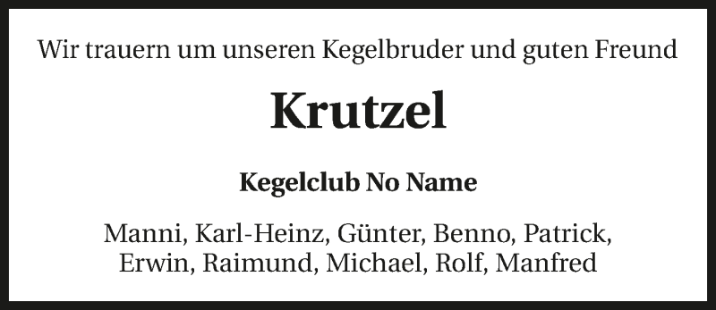  Traueranzeige für Jürgen Krzcal vom 06.02.2016 aus 