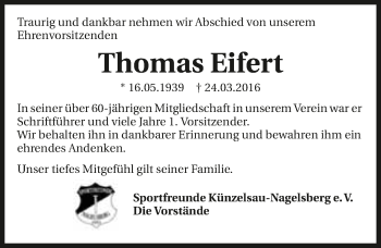 Traueranzeige von Thomas Eifert 