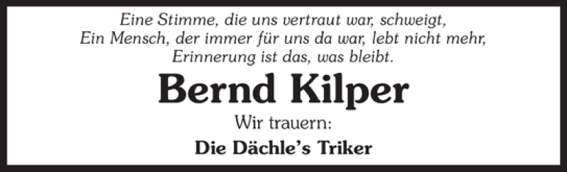  Traueranzeige für Bernd Kilper vom 25.08.2011 aus 
