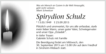 Traueranzeige von Spirydion Schulz 