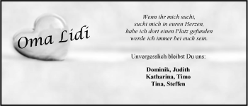 Traueranzeige von Lidi Walter 