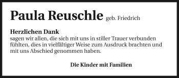 Traueranzeige von Paula Reuschle 