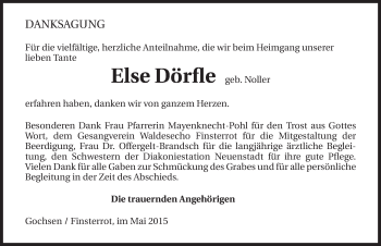 Traueranzeige von Else Dörfle 