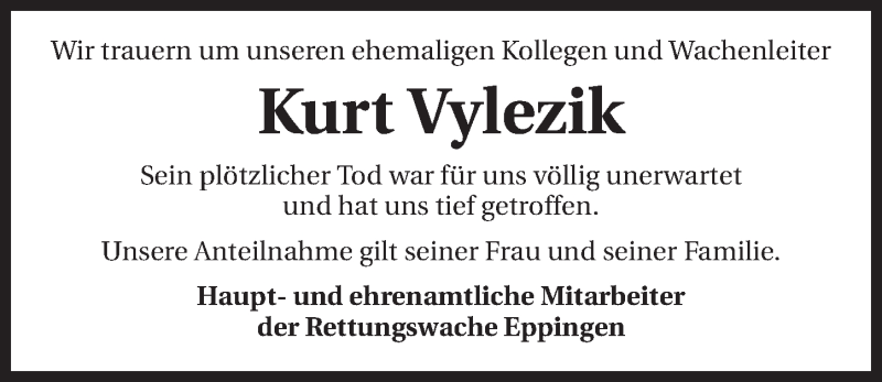  Traueranzeige für Kurt Vylezik vom 07.03.2015 aus 