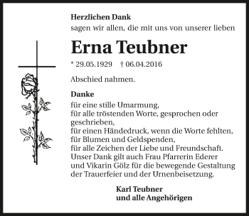 Traueranzeige von Erna Teubner 