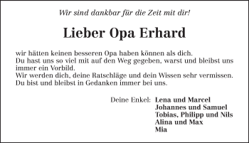 Traueranzeige von Erhard Horndacher 