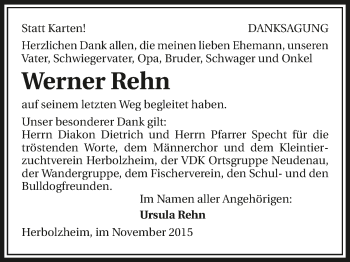 Traueranzeige von Werner Rehn 