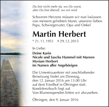 Traueranzeige von Martin Herbert 