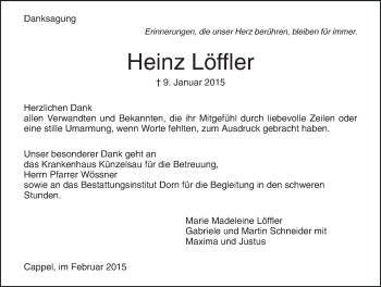 Traueranzeige von Heinz Löffler 