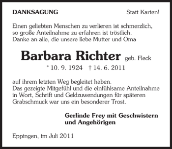 Traueranzeige von Barbara Richter 