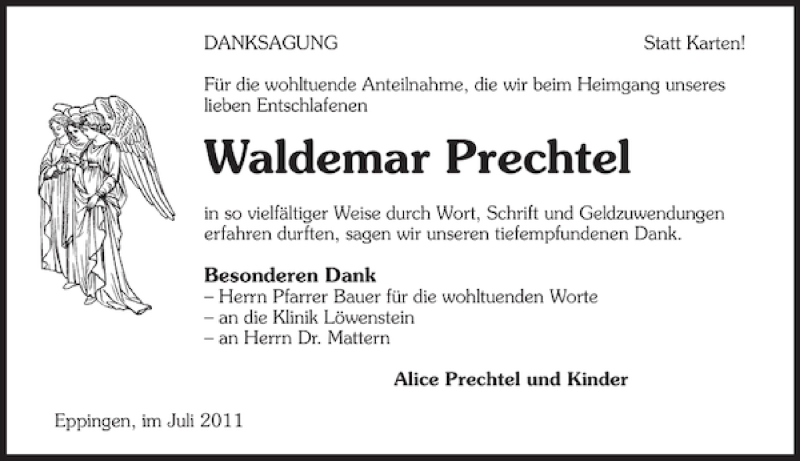  Traueranzeige für Waldemar Prechtel vom 06.07.2011 aus 