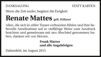 Traueranzeige von Renate Mattes 