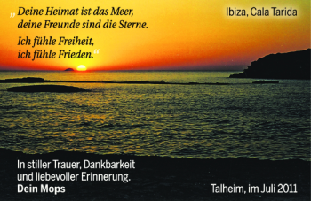 Traueranzeige von und Erinnerung. Talheim im 