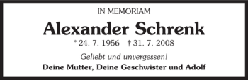 Traueranzeige von Alexander Schrenk 