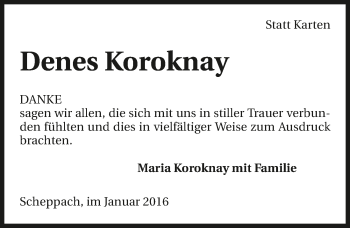 Traueranzeige von Denes Koroknay 