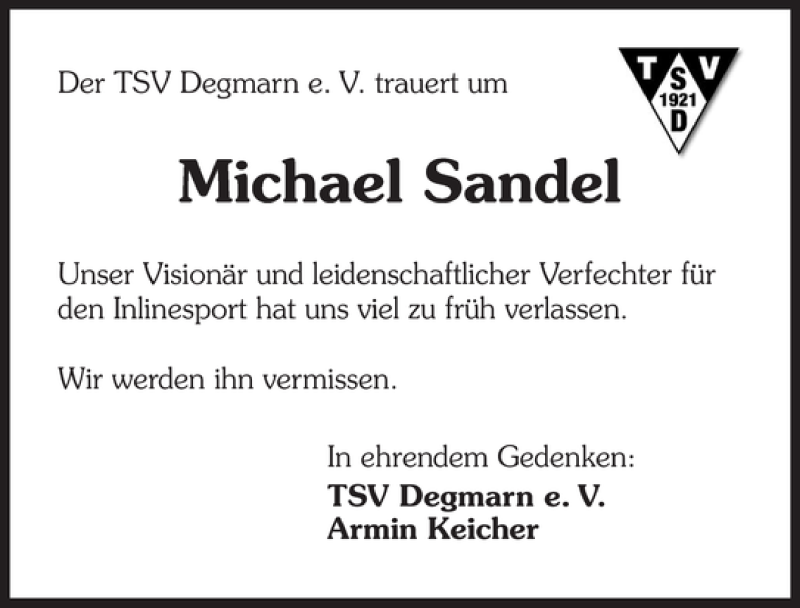  Traueranzeige für Michael Sandel vom 16.11.2011 aus 