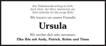 Traueranzeige von Ursula Ursula 