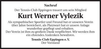 Traueranzeige von Kurt Werner Vylezik 