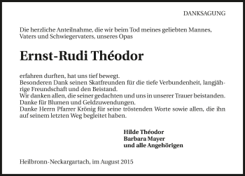 Traueranzeige von Ernst-Rudi Théodor 