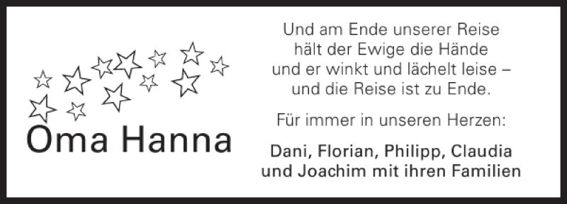  Traueranzeige für UndamEndeunsererReisehältderEwigedieHändeUnder wink vom 08.02.2012 aus 