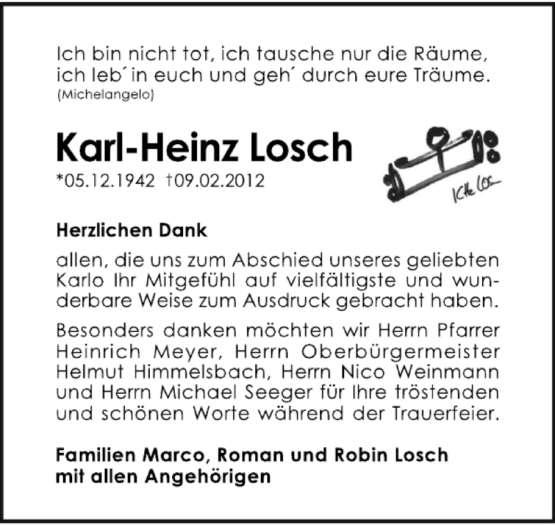  Traueranzeige für Karl-Heinz Losch vom 25.02.2012 aus 