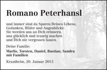 Traueranzeige von Romano Peterhansl 