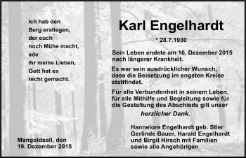 Traueranzeige von Karl Engelhardt 