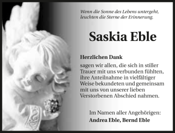 Traueranzeige von Saskia Eble 