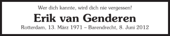 Traueranzeige von Erik Van Genderen 