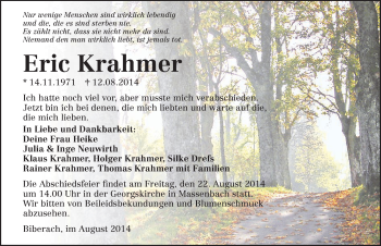 Traueranzeige von Eric Krahmer 