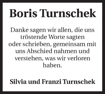 Traueranzeige von Boris Turnschek 