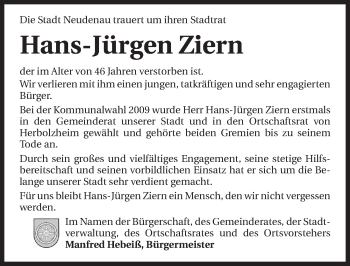 Traueranzeige von Hans-Jürgen Ziern 