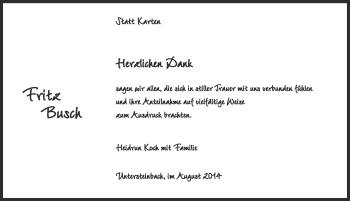 Traueranzeige von Fritz Busch 