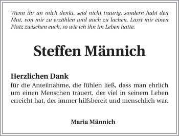 Traueranzeige von Steffen Männich 