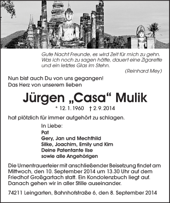 Traueranzeige von Jürgen Mulik 