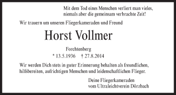 Traueranzeige von Horst Vollmer 