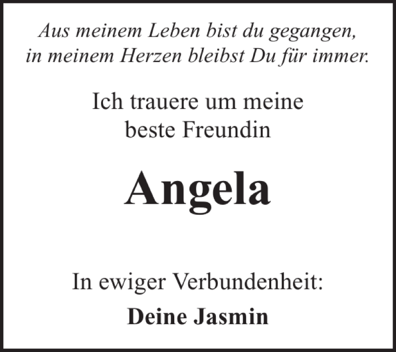  Traueranzeige für Angela Angela vom 07.07.2012 aus 