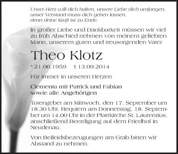 Traueranzeige von Theo Klotz 
