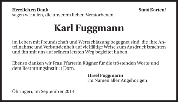 Traueranzeige von Karl Fuggmann 