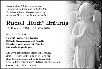 Traueranzeige von Rudolf Bräunig 