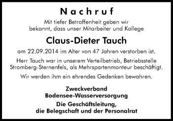 Traueranzeige von Claus-Dieter Tauch 