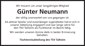 Traueranzeige von Günter Neumann 