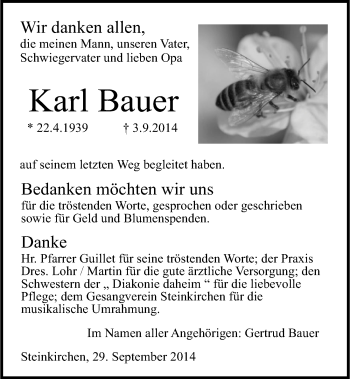 Traueranzeige von Karl Bauer 