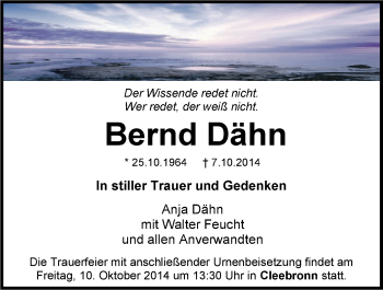 Traueranzeige von Bernd Dähn 