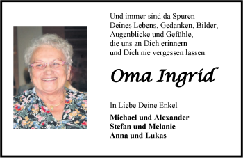 Traueranzeige von Ingrid Friedmann 