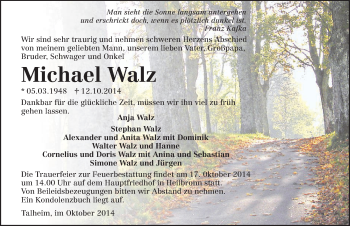 Traueranzeige von Michael Walz 